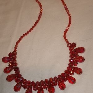 Beautiful Vintage Red glass teardrop necklace